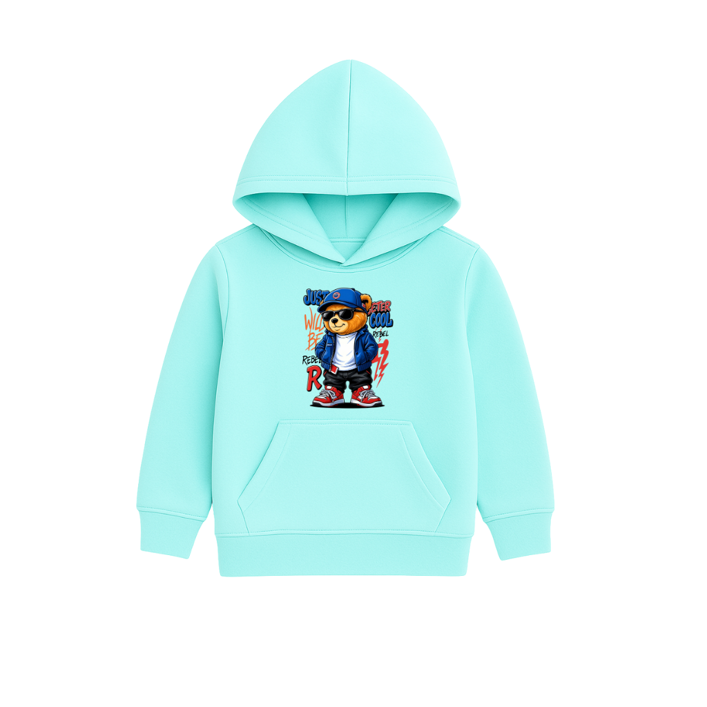 Cool Rebel Bear Printed Hooded for Kids