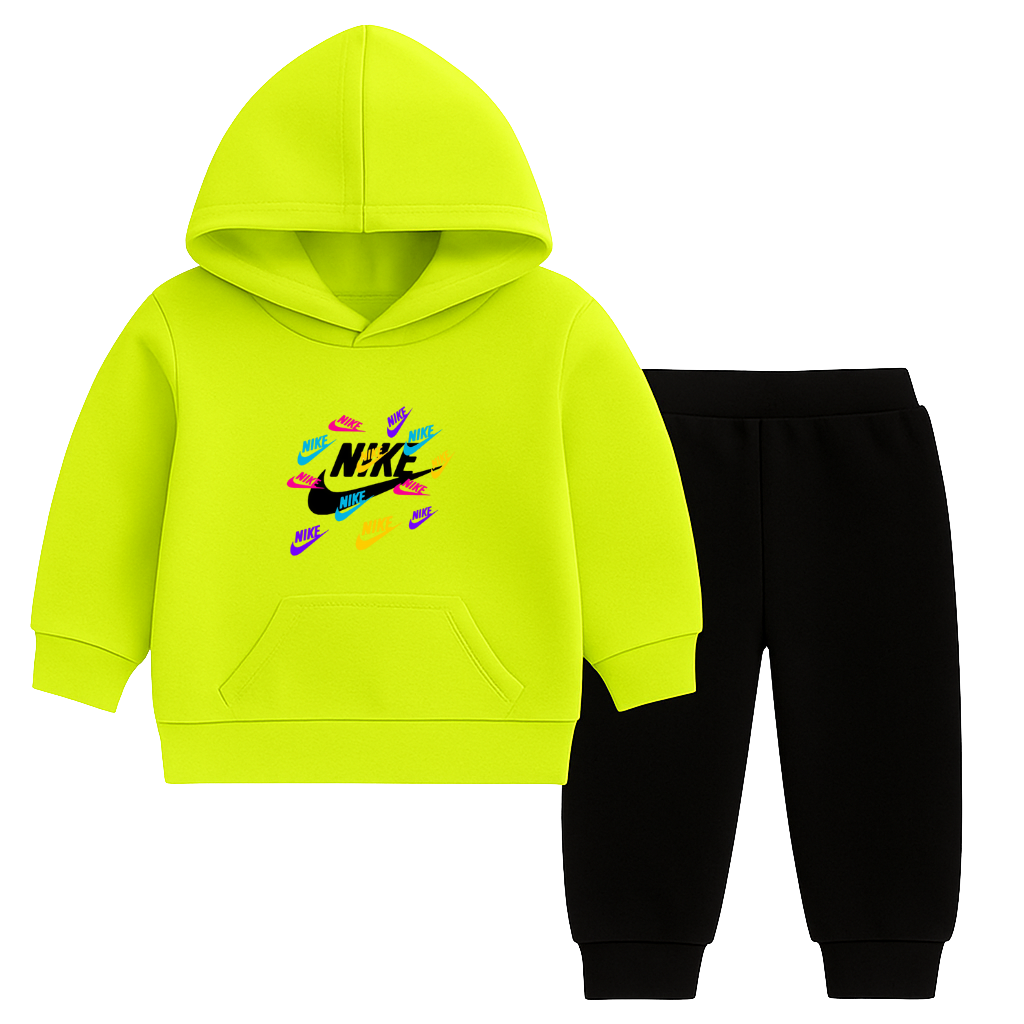 Multicolored Printed Hooded Tracksuit for Kids