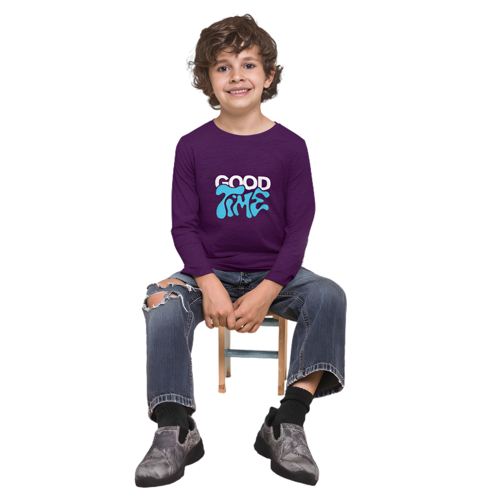 GOOD TIME Full Sleeve Printed T-Shirt for Kids
