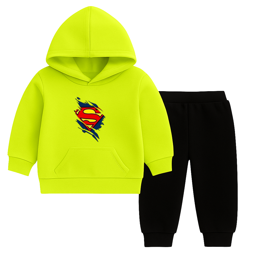 Superman Logo Printed Hooded Tracksuit for Kids