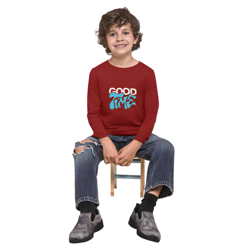 GOOD TIME Full Sleeve Printed T-Shirt for Kids