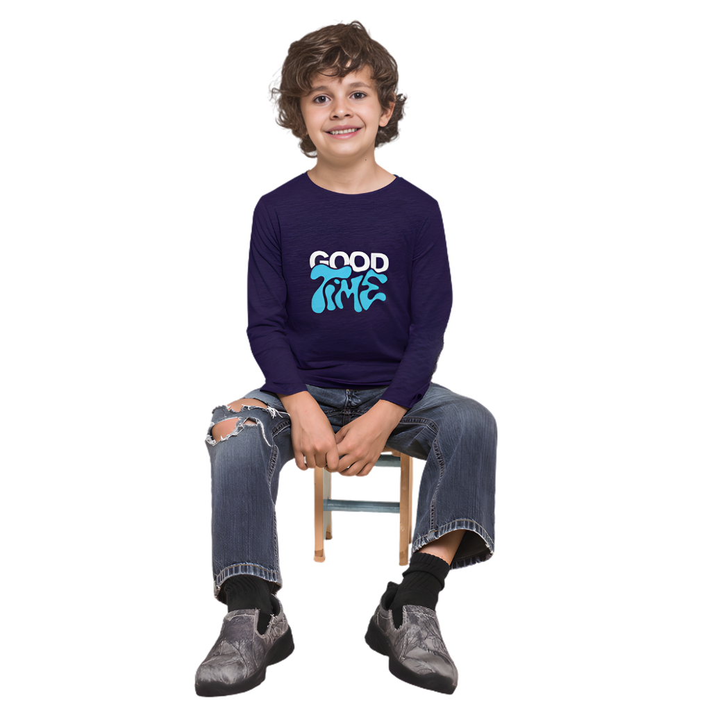 GOOD TIME Full Sleeve Printed T-Shirt for Kids