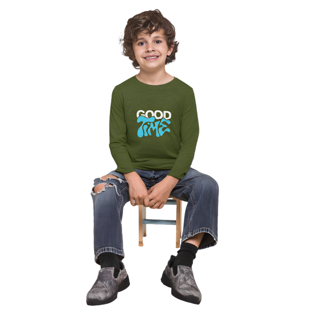 GOOD TIME Full Sleeve Printed T-Shirt for Kids