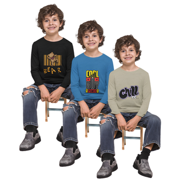 Pack of 3 Full Sleeve T-Shirt Bundle for Kids