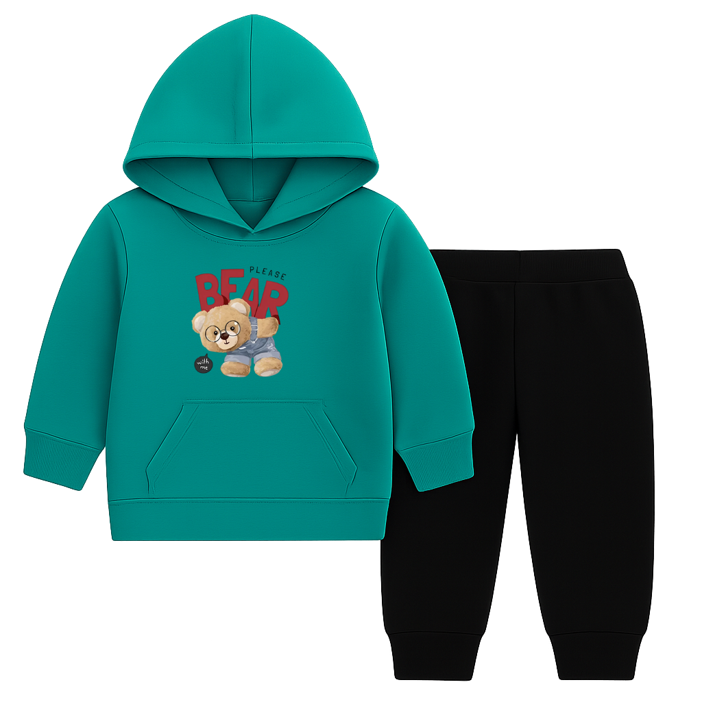 Please Bear Printed Hooded Tracksuit for Kids