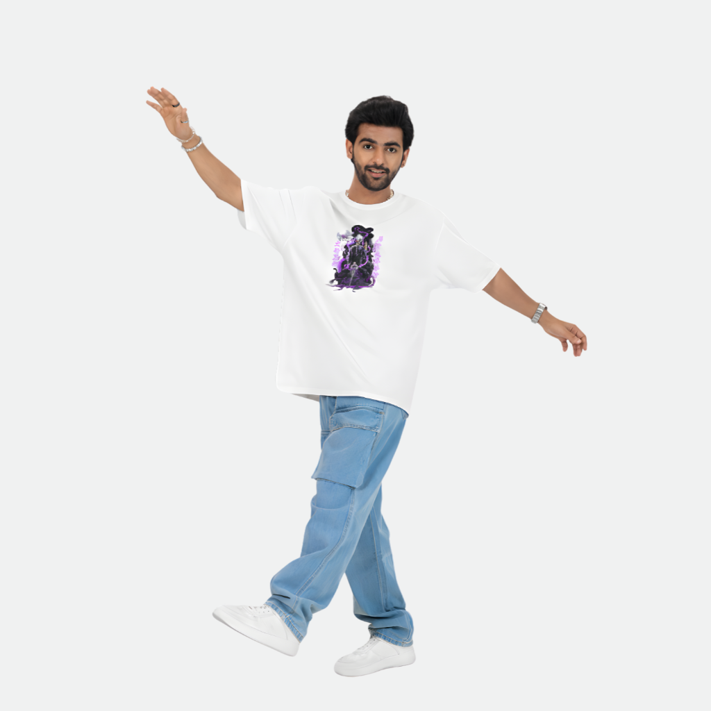 Men’s Purple Aura Anime Warrior Drop Shoulder Tee