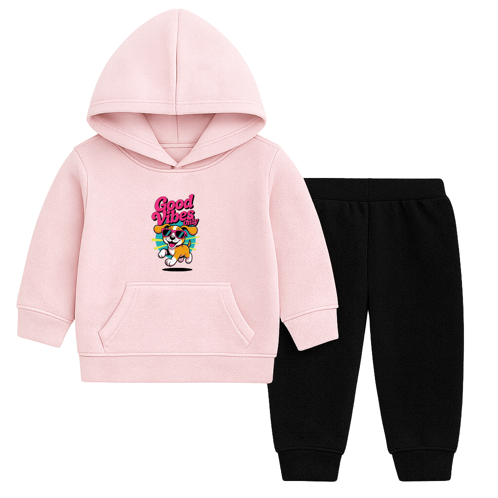 Good Vibes Printed Hooded Tracksuit for Kids