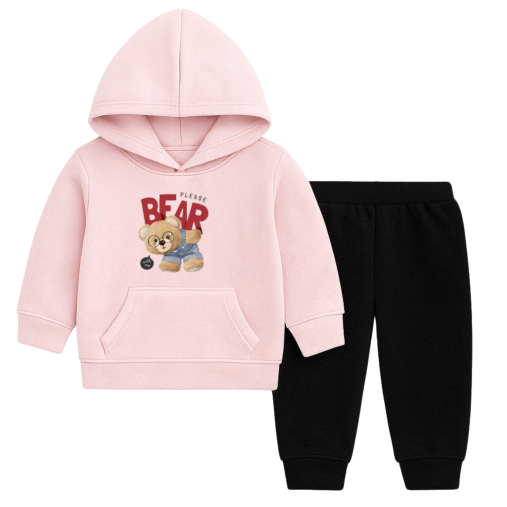 Please Bear Printed Hooded Tracksuit for Kids
