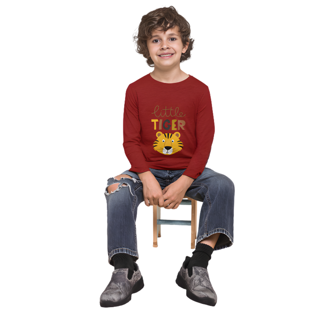 LITTLE TIGER Full Sleeve Printed T-Shirt for Kids