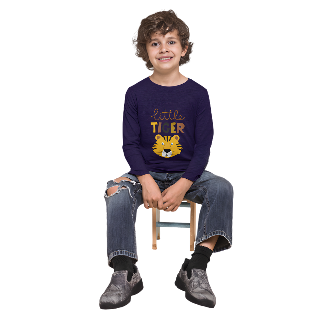 LITTLE TIGER Full Sleeve Printed T-Shirt for Kids