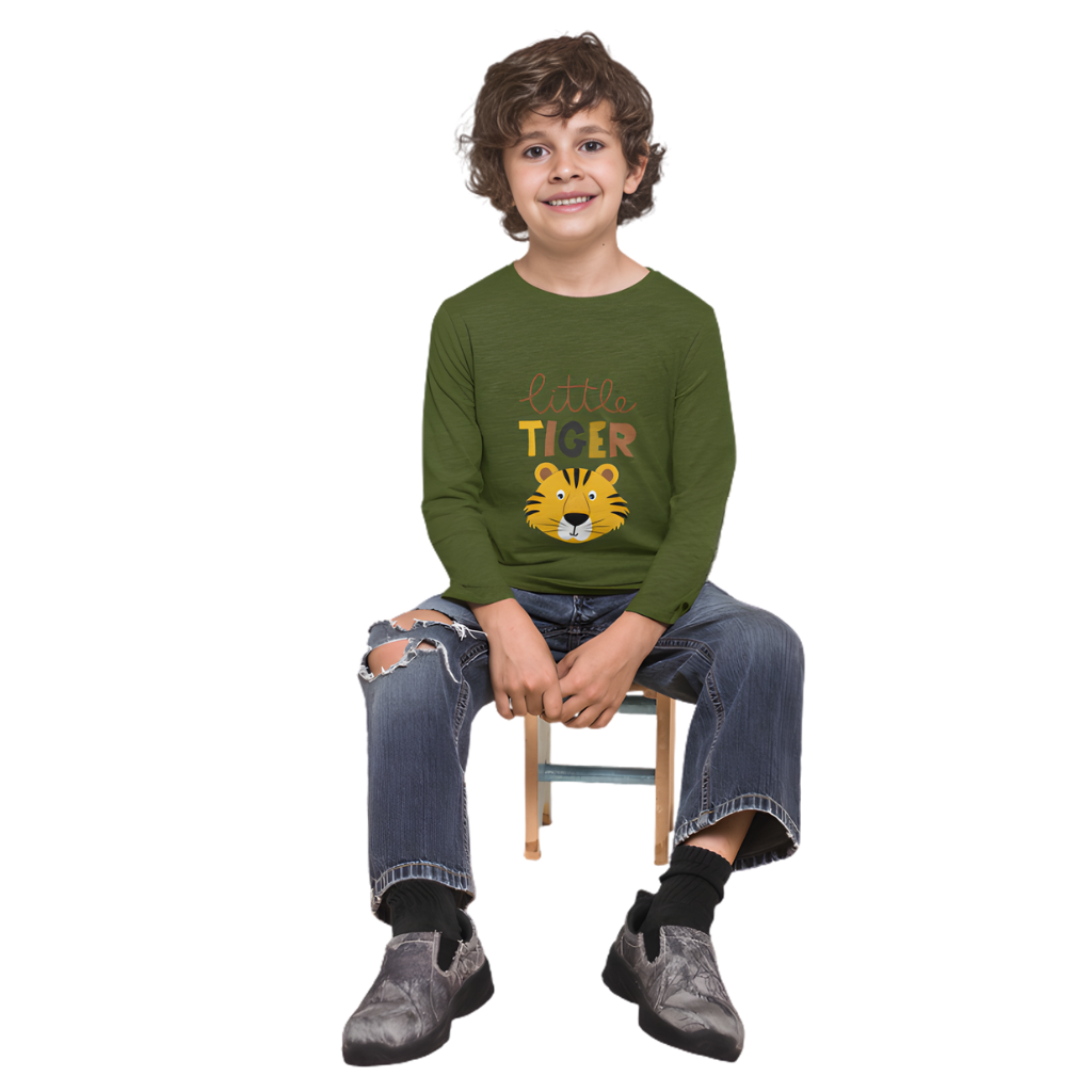 LITTLE TIGER Full Sleeve Printed T-Shirt for Kids