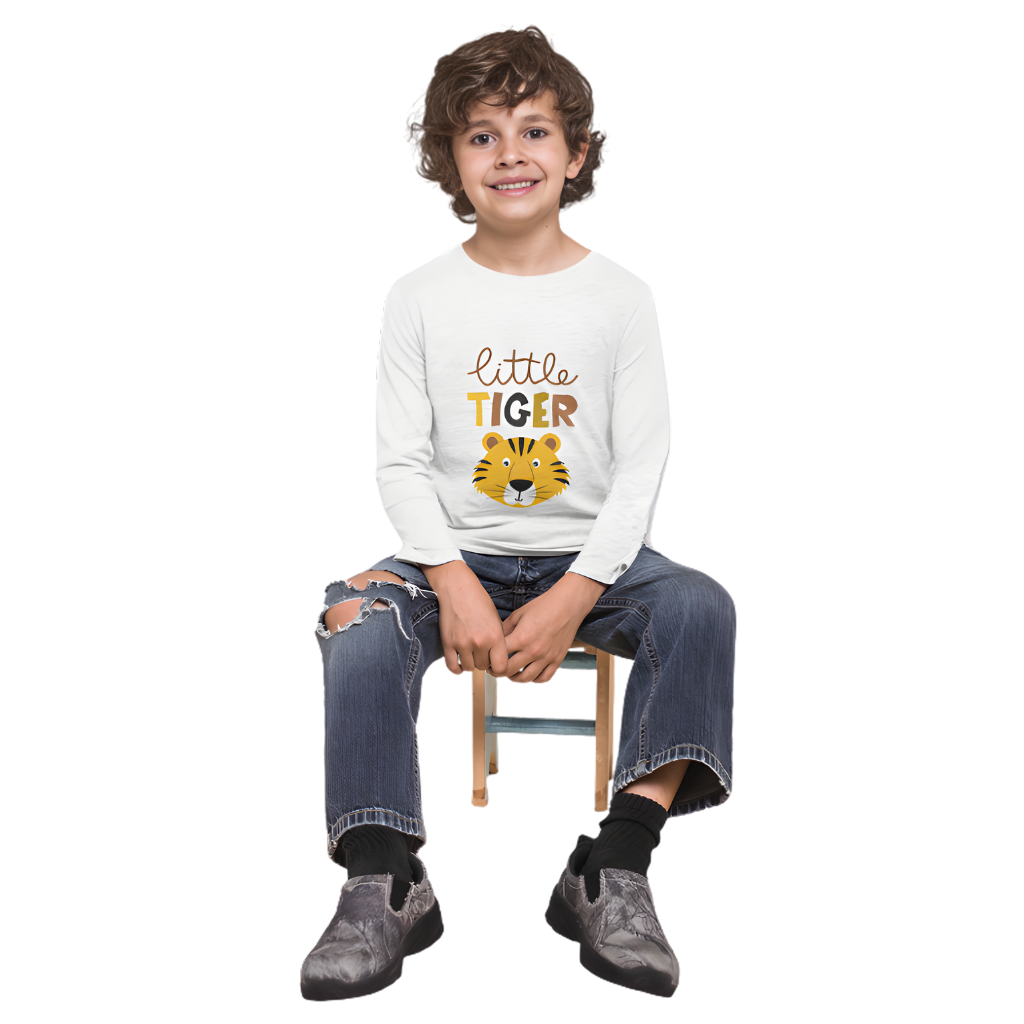 LITTLE TIGER Full Sleeve Printed T-Shirt for Kids