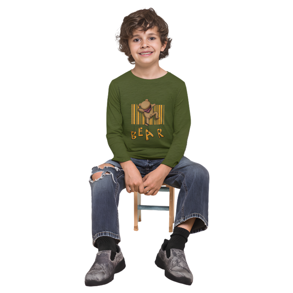 Bear Full Sleeve Printed T-Shirt for Kids