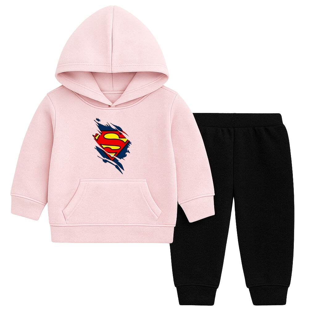 Superman Logo Printed Hooded Tracksuit for Kids