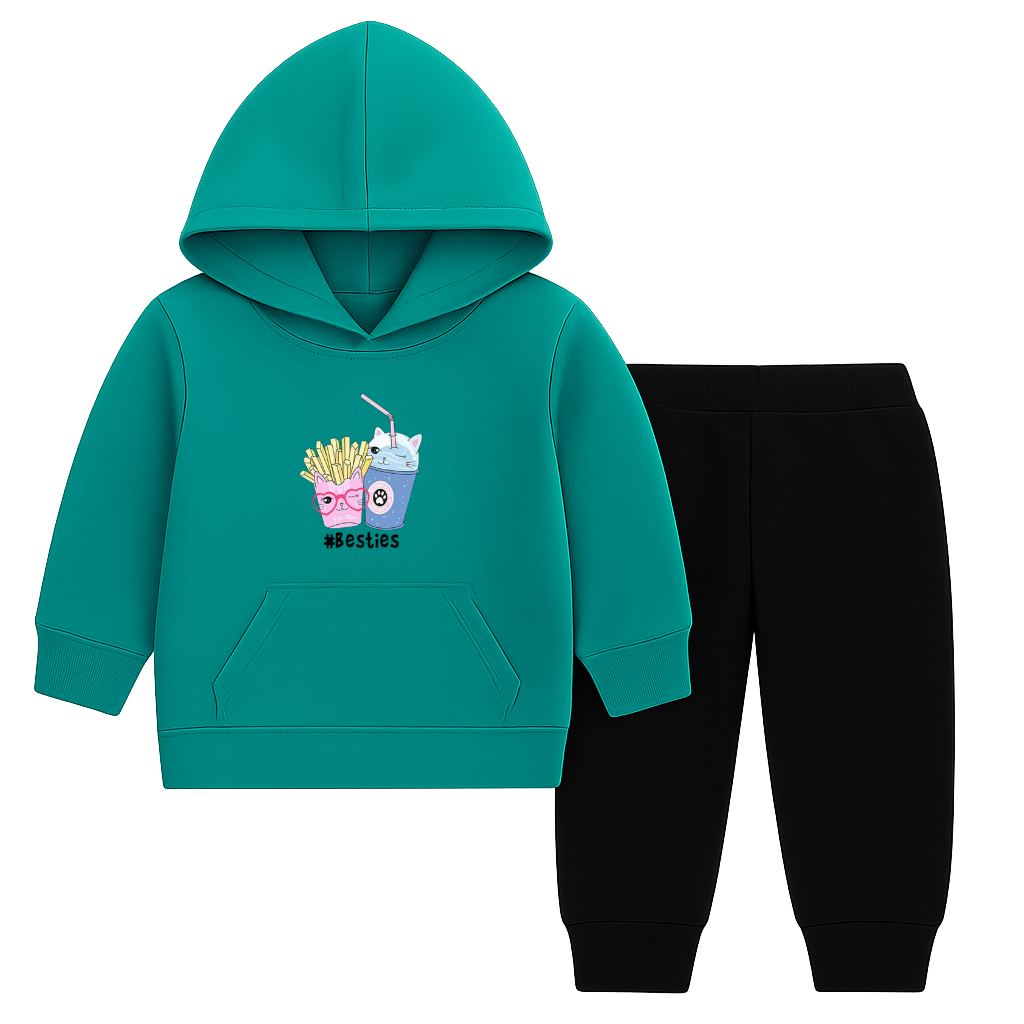 Fries & Shake Besties Printed Hooded Tracksuit for Kids