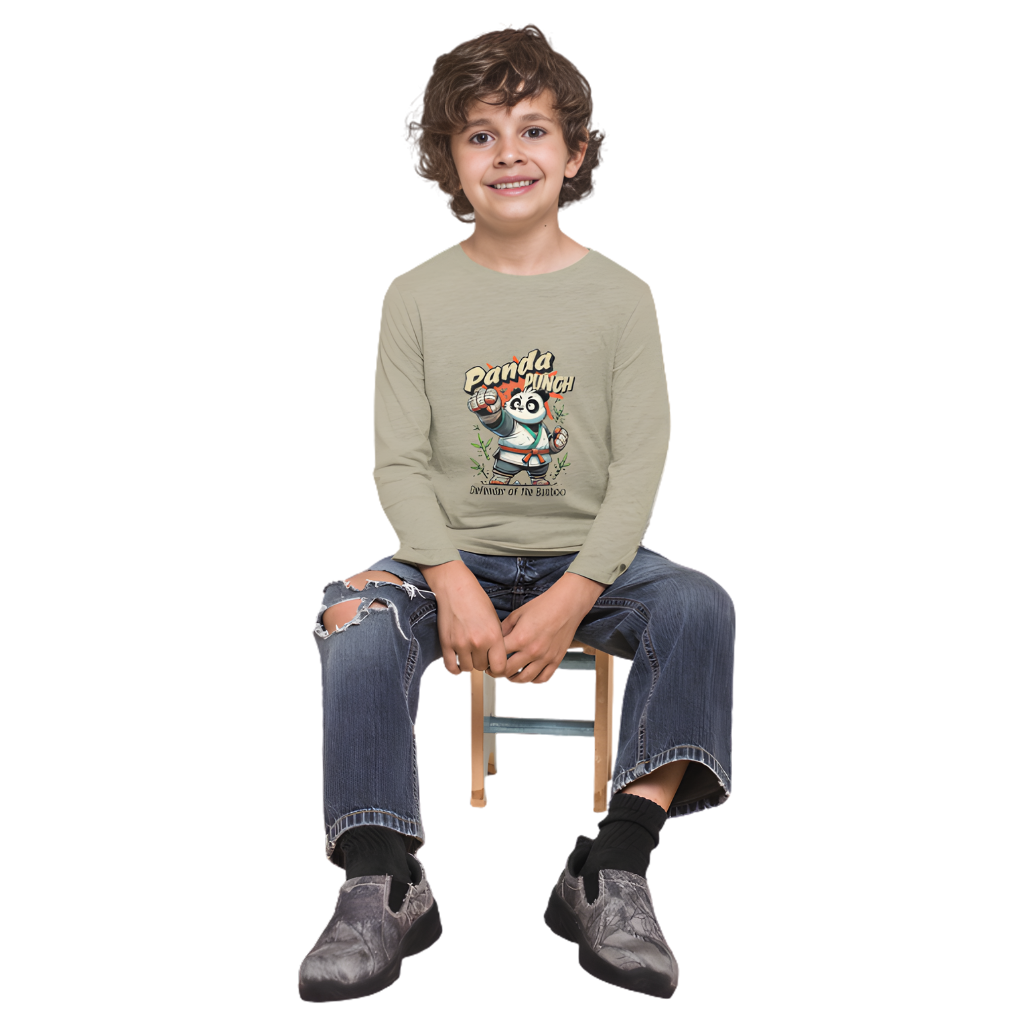PANDA PUNCH Full Sleeve Printed T-Shirt for Kids