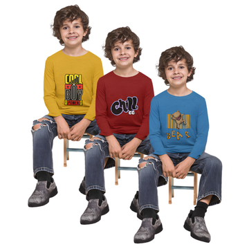Pack of 3 Full Sleeve T-Shirt Bundle for Kids