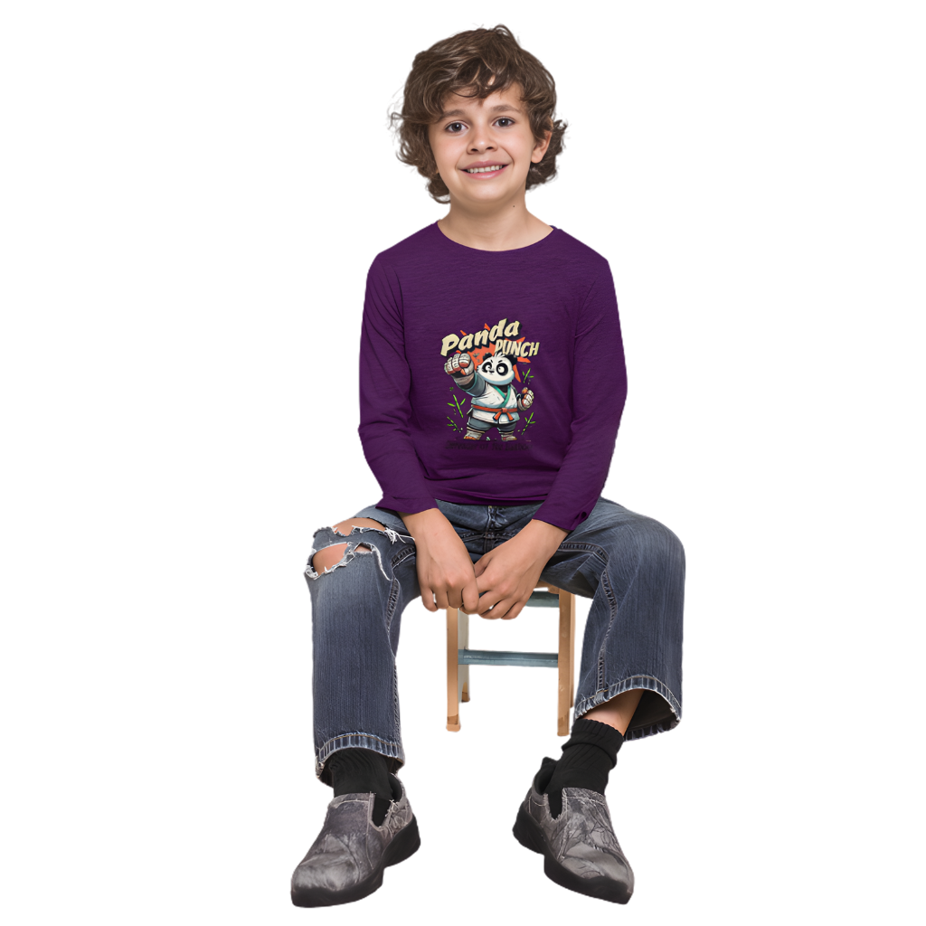 PANDA PUNCH Full Sleeve Printed T-Shirt for Kids