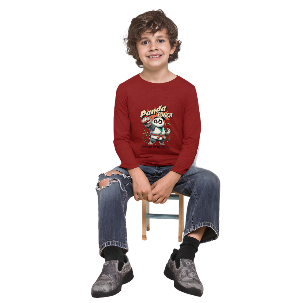 PANDA PUNCH Full Sleeve Printed T-Shirt for Kids