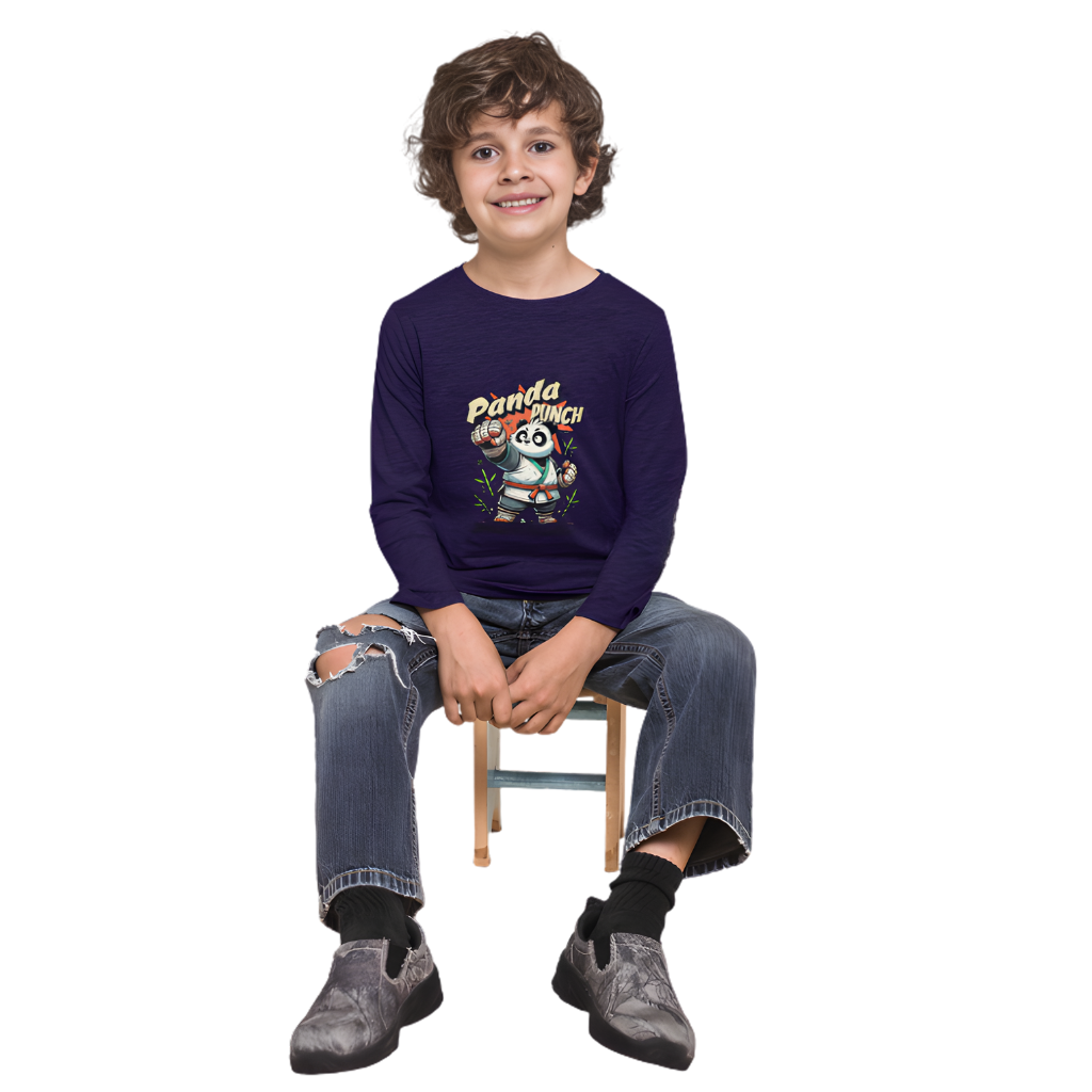 PANDA PUNCH Full Sleeve Printed T-Shirt for Kids