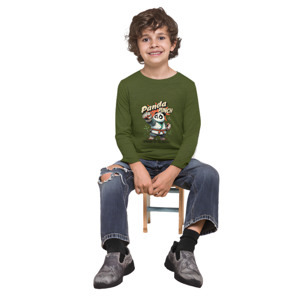 PANDA PUNCH Full Sleeve Printed T-Shirt for Kids