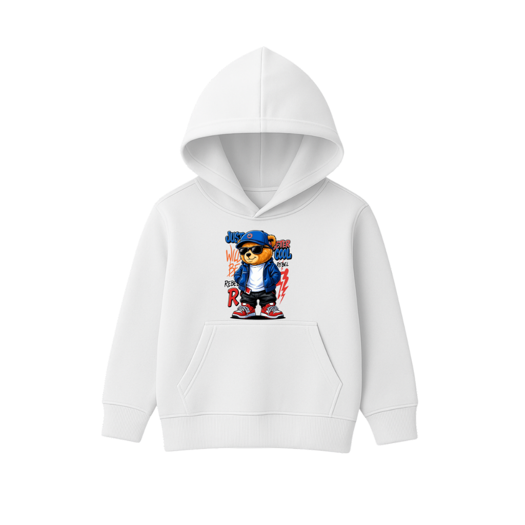 Cool Rebel Bear Printed Hooded for Kids