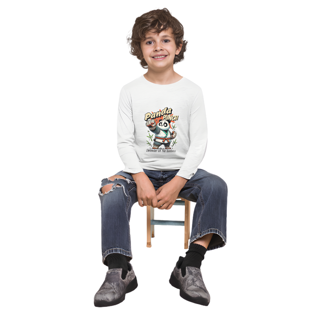 PANDA PUNCH Full Sleeve Printed T-Shirt for Kids