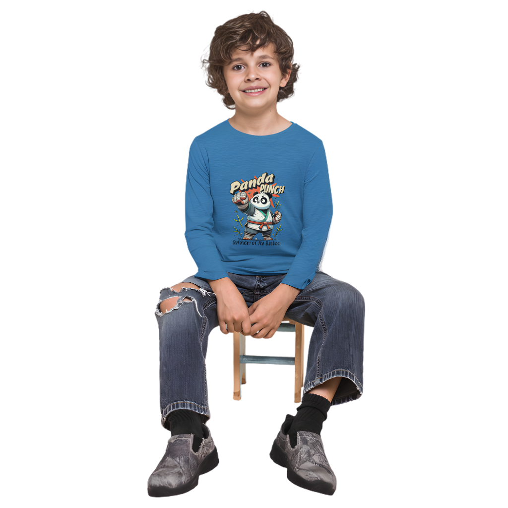 PANDA PUNCH Full Sleeve Printed T-Shirt for Kids