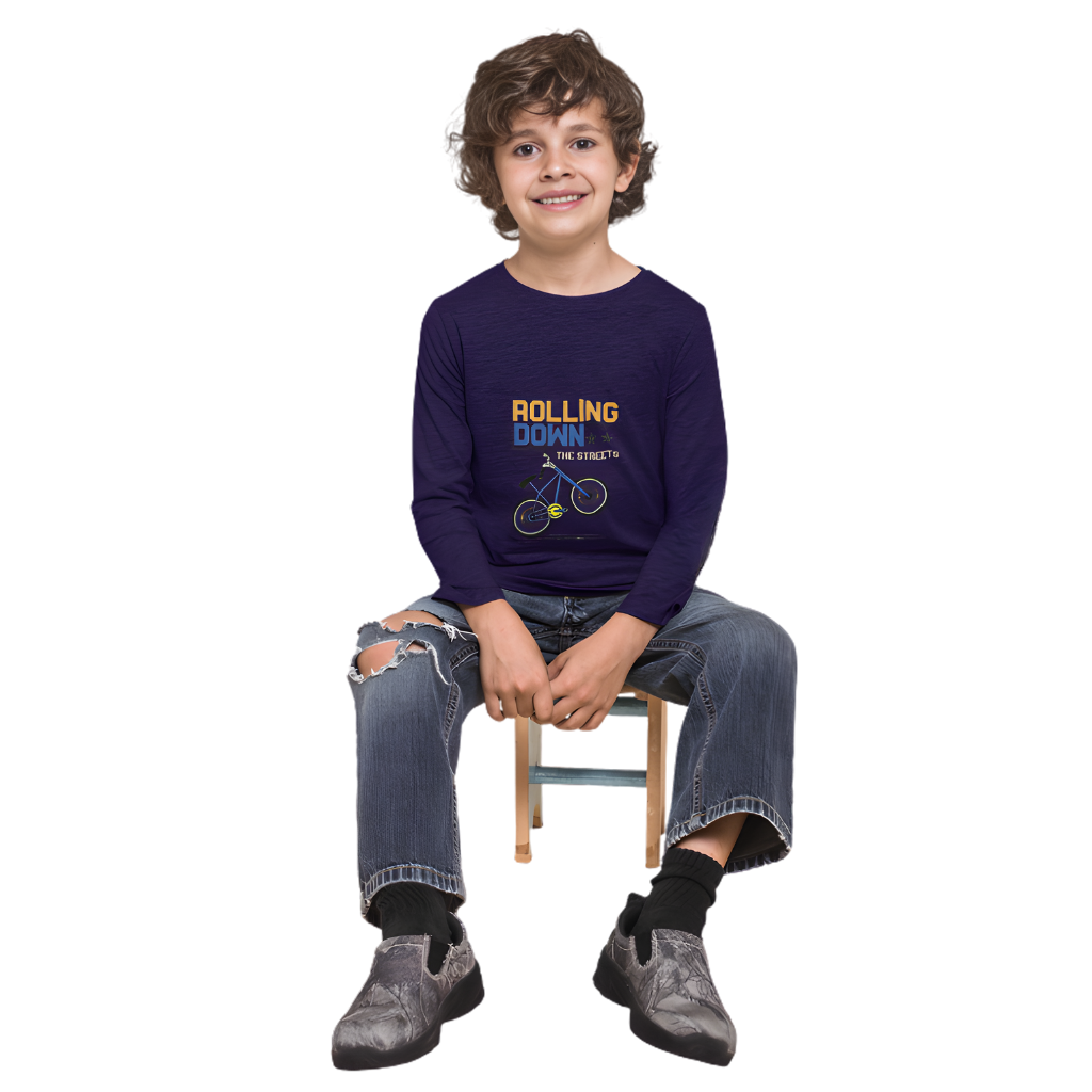 ROLLING DOWN Full Sleeve Printed T-Shirt for Kids