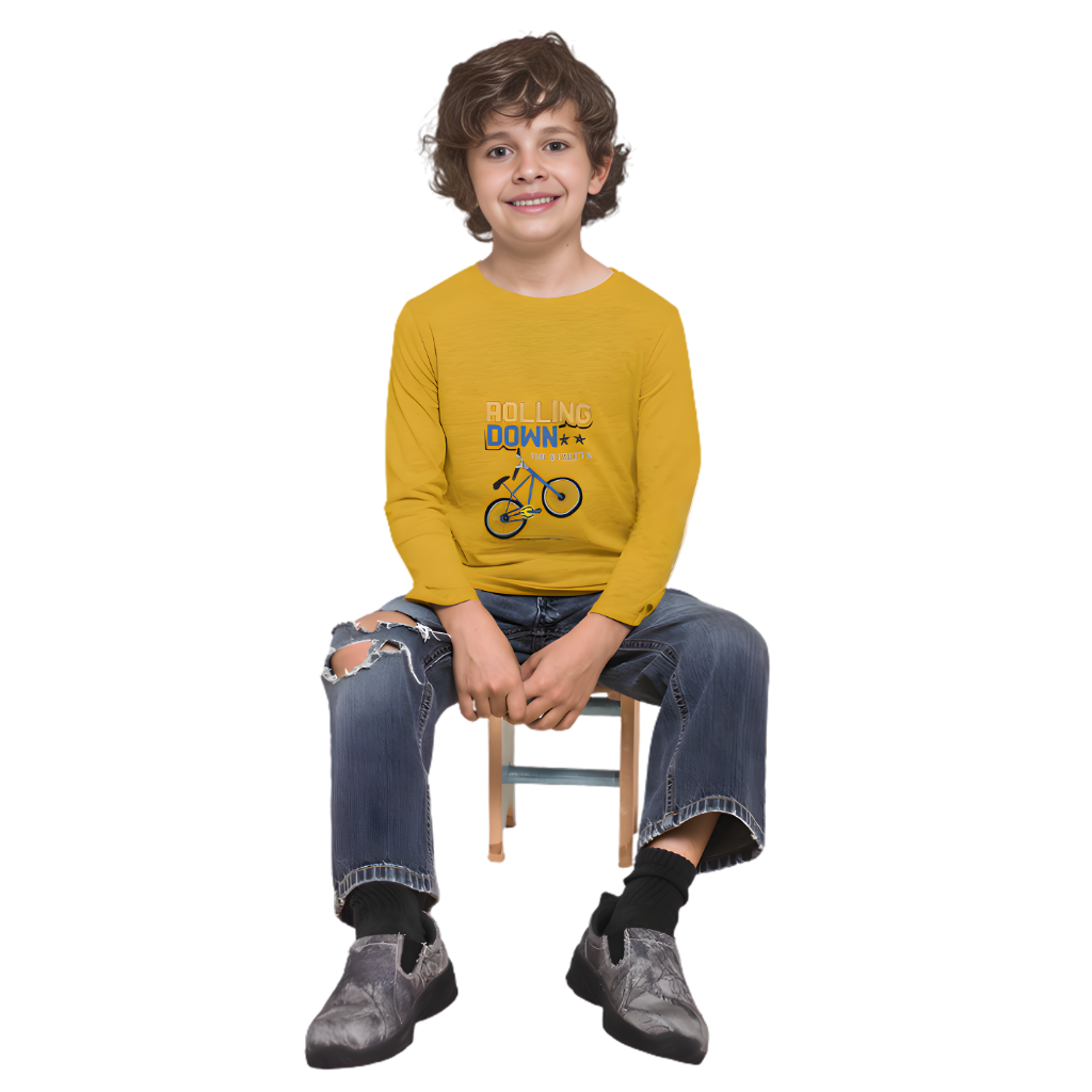 ROLLING DOWN Full Sleeve Printed T-Shirt for Kids