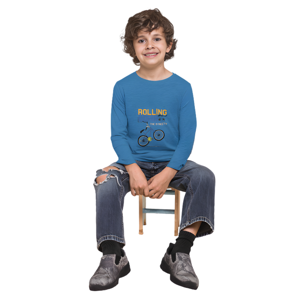 ROLLING DOWN Full Sleeve Printed T-Shirt for Kids