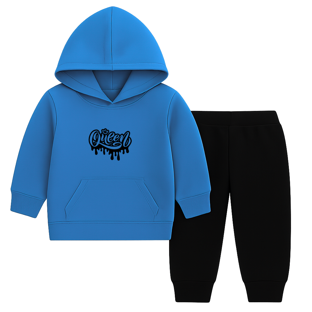 Queen Printed Hooded Tracksuit for Kids