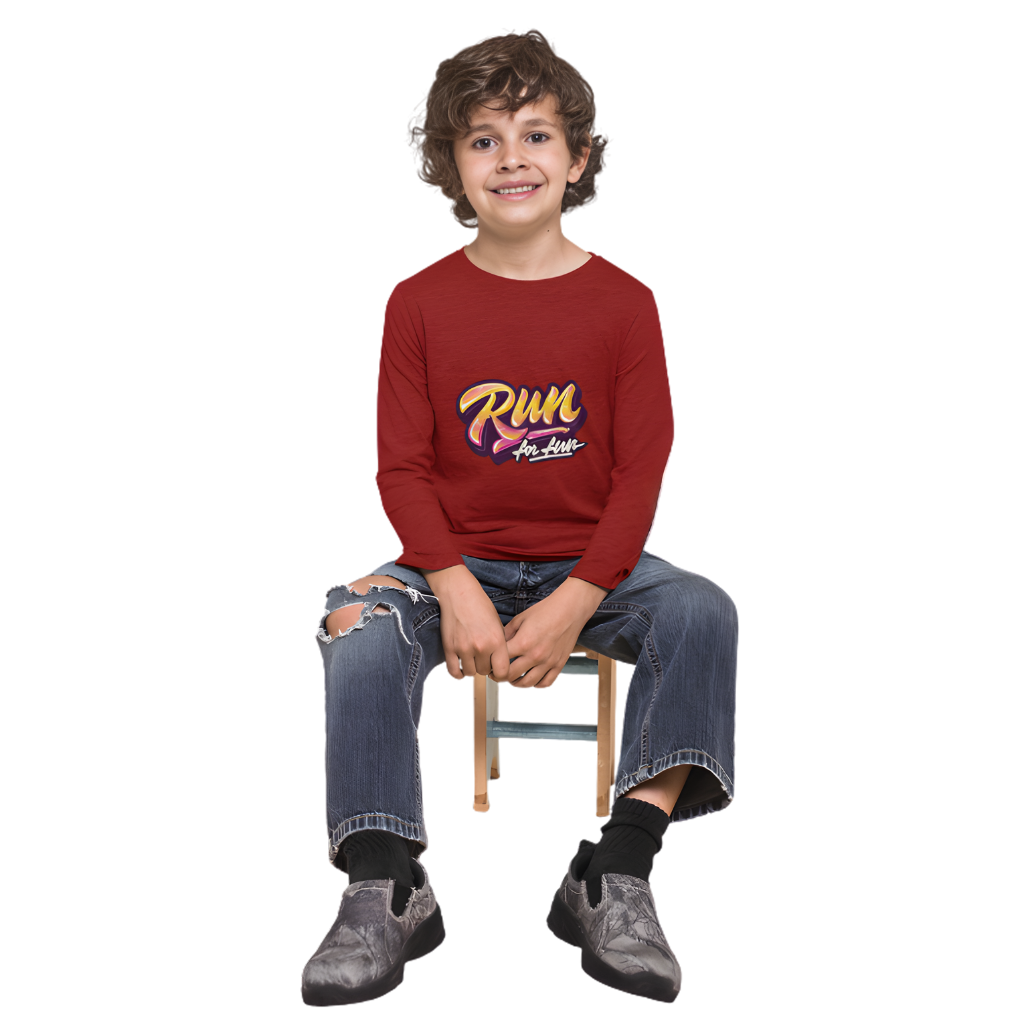RUN for Fun Full Sleeve Printed T-Shirt for Kids