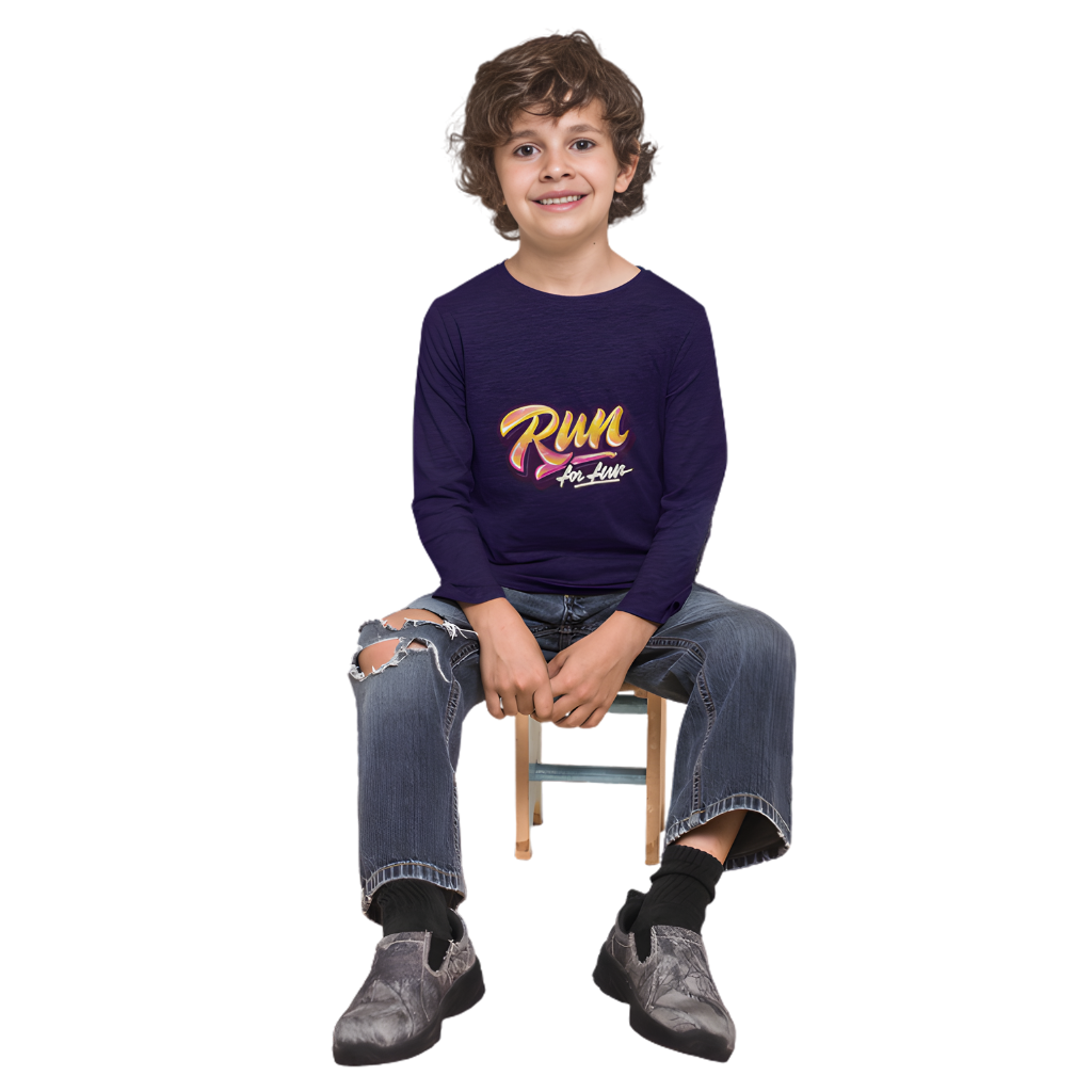 RUN for Fun Full Sleeve Printed T-Shirt for Kids
