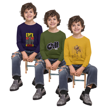 Pack of 3 Full Sleeve T-Shirt Bundle for Kids