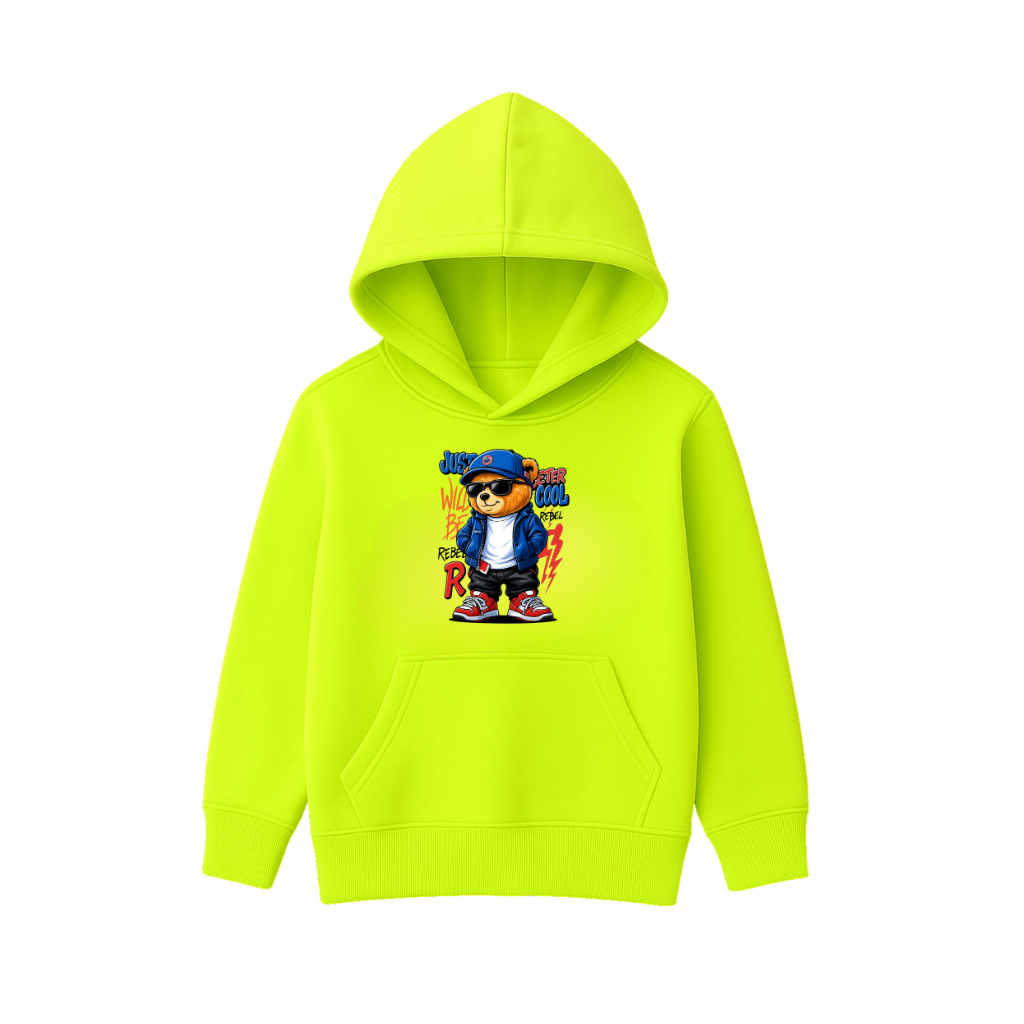 Cool Rebel Bear Printed Hooded for Kids