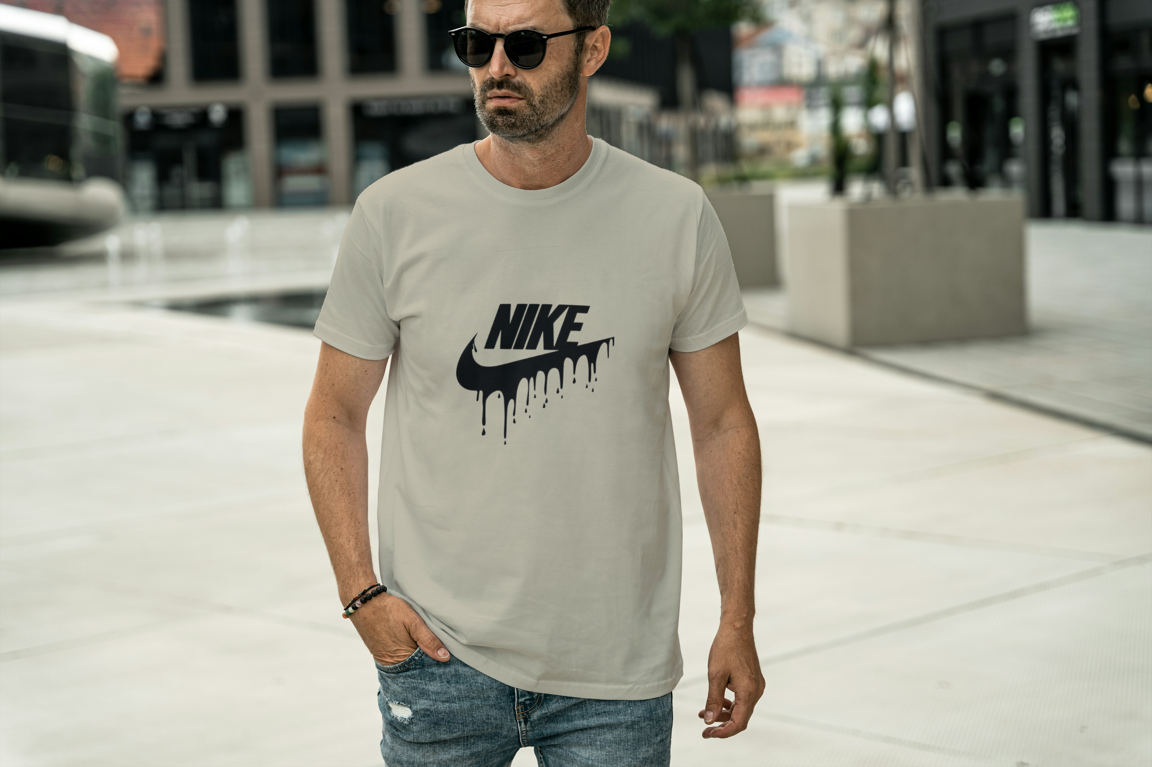 Black Graphic Tee for Men's