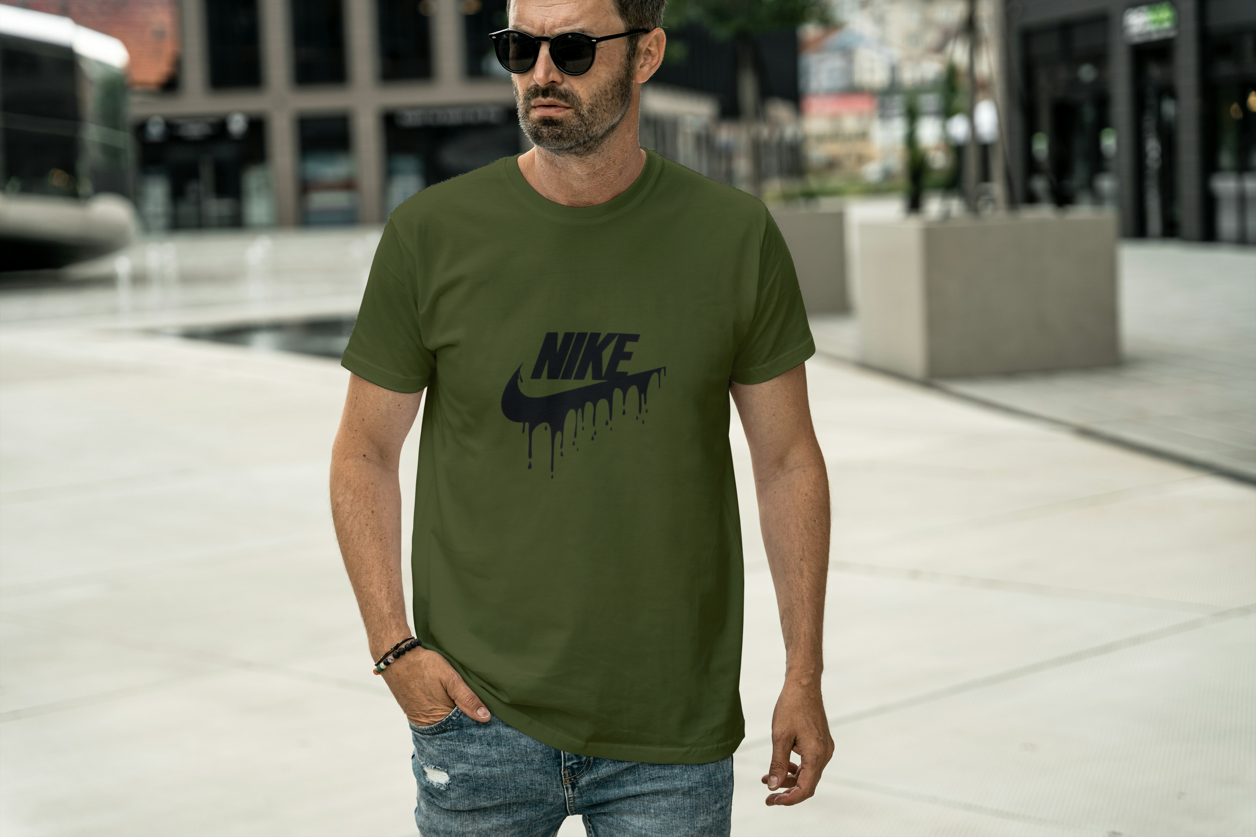 Black Graphic Tee for Men's