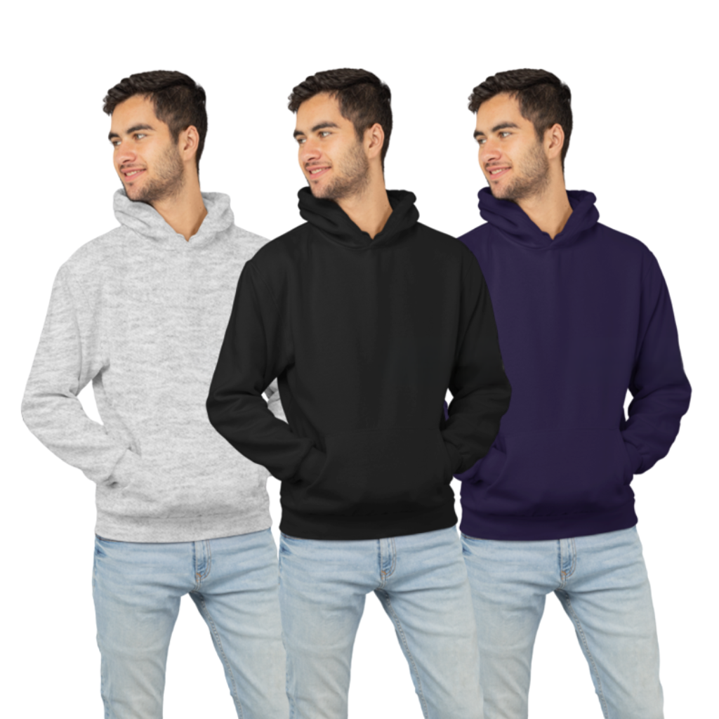 Classic Plain Hoodies Pack of 3  for Mens