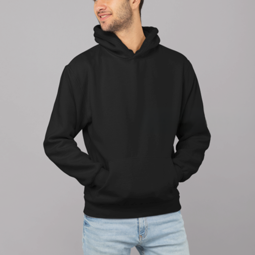 Classic Plain Black Color Hoodie for Men's